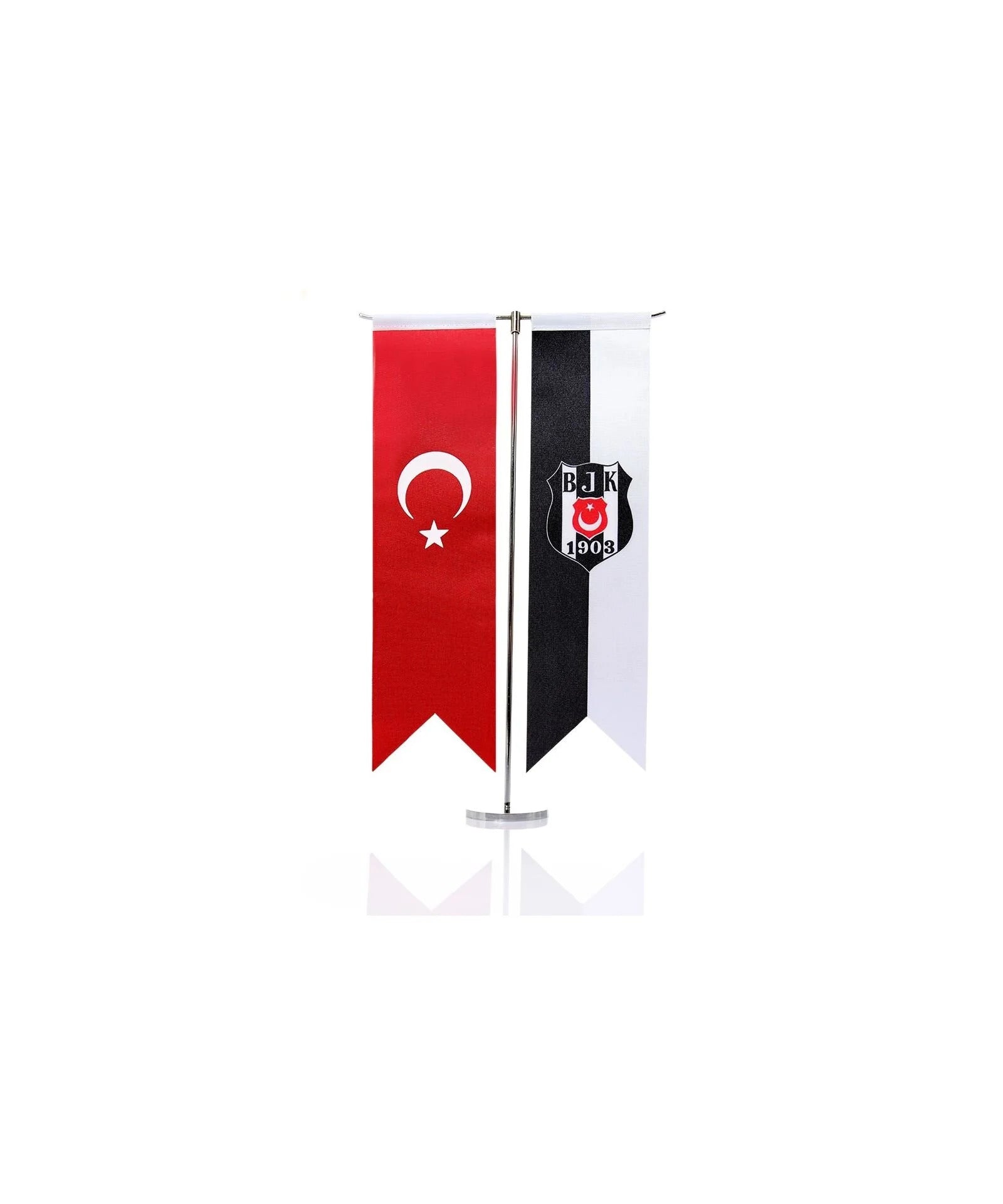 Turkish Flag  Double Table  with  Besiktaş Flag - TurkishDefenceStore